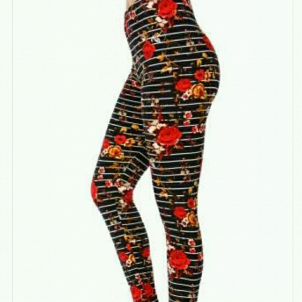 Soft floral stripe leggings
